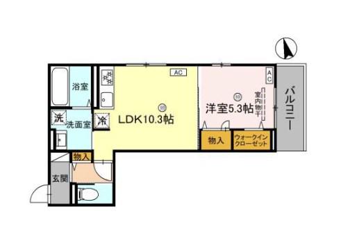 アリビオ立花(1LDK/3階)の間取り写真