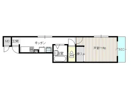 シェルコート金山(1K/7階)の間取り写真
