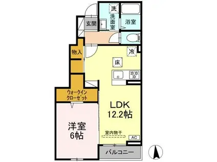 ゆずの樹(1LDK/1階)の間取り写真