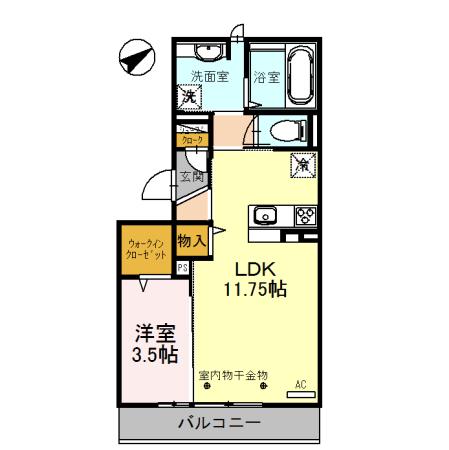 GLANZ(1LDK/2階)の間取り写真
