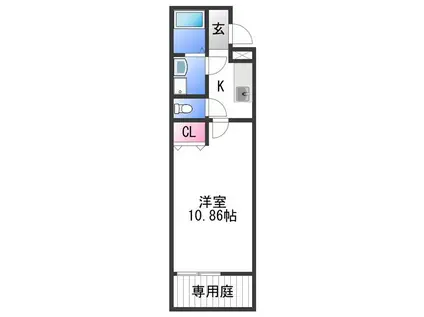 キーウィ荘(1K/1階)の間取り写真