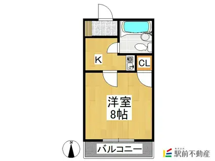 コーポ若林(1K/1階)の間取り写真