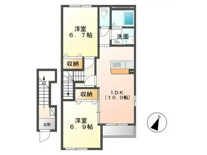 ラヴィータII(2LDK/2階)の間取り写真