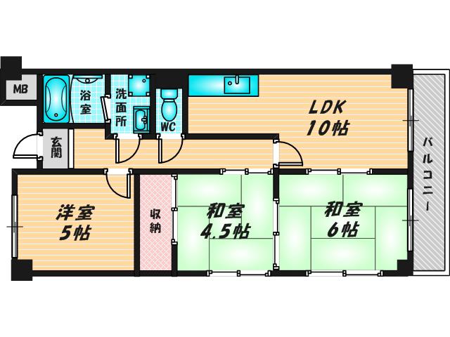 コンフォートステージII(3LDK/2階)の間取り写真
