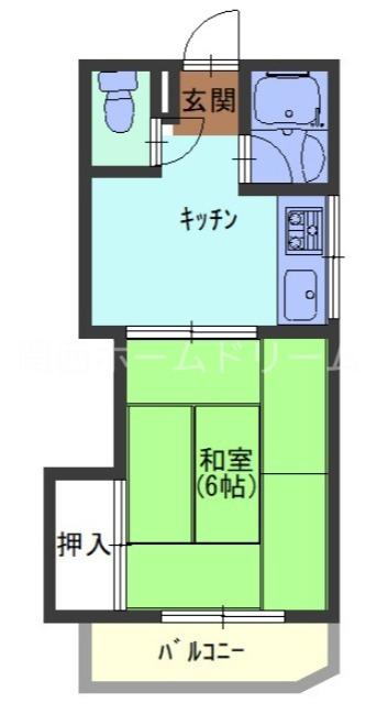 幸陽ビル(1K/6階)の間取り写真