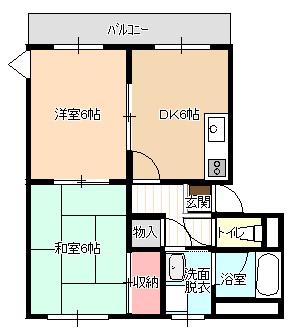 サンハイツB(2DK/2階)の間取り写真