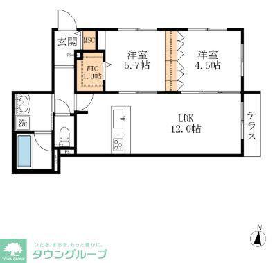 メゾン・ド・ファミーユ(2LDK/1階)の間取り写真