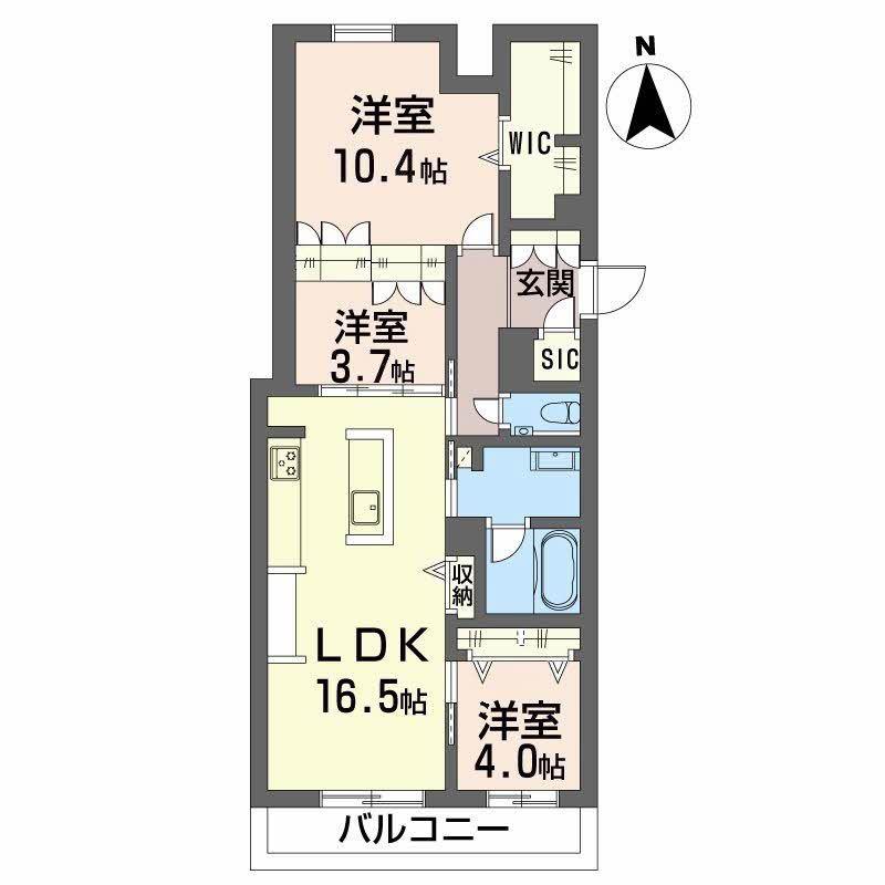 あおなみ線 荒子駅 徒歩5分 3階建 築1年(3LDK/2階)の間取り写真