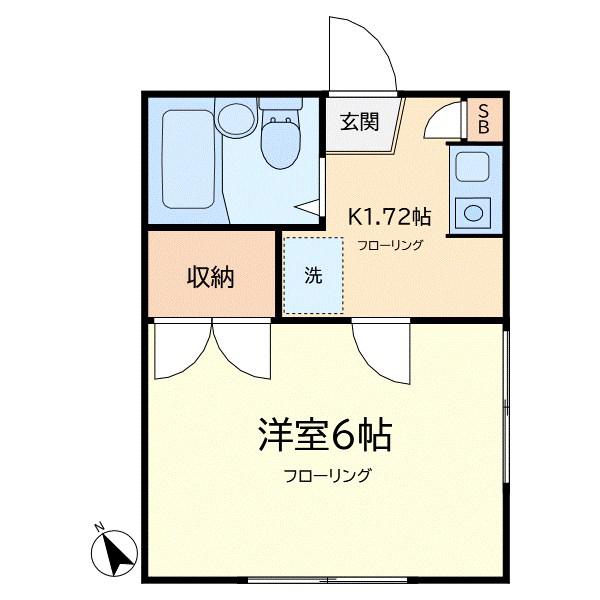 ピノハウス(1K/2階)の間取り写真