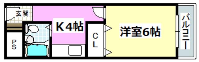 ネオコーポ都 東棟(1K/1階)の間取り写真