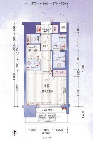 プレサンス名古屋駅前(ワンルーム/8階)の間取り写真
