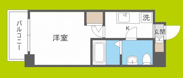 ルクレ新町レジデンス(1K/2階)の間取り写真