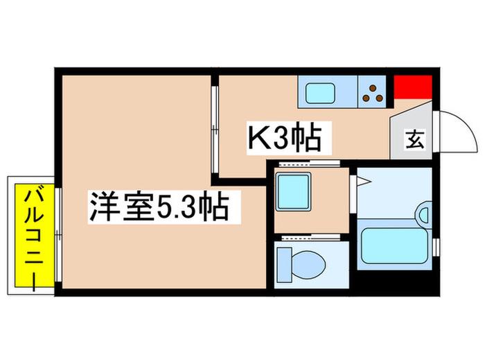 サンクレストせど(1K/2階)の間取り写真
