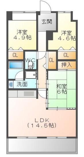 テルツォ南新在家(3LDK/5階)の間取り写真