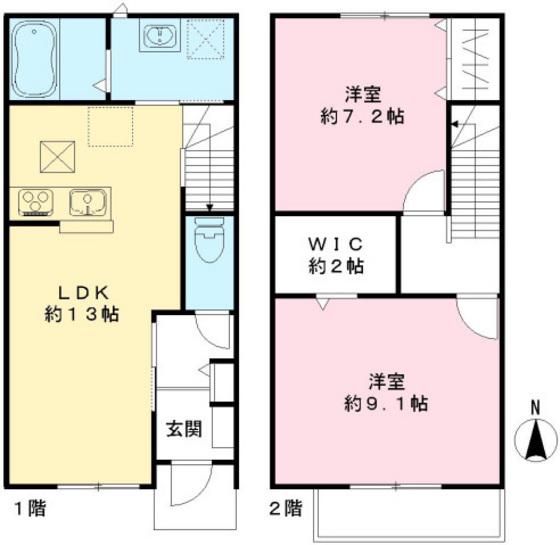 ユアメゾン ル フォレ壱番館(2LDK/1階)の間取り写真