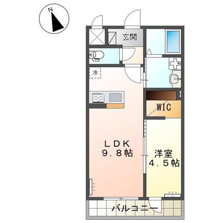 阿見町中郷 (1LDK/2階)の間取り写真