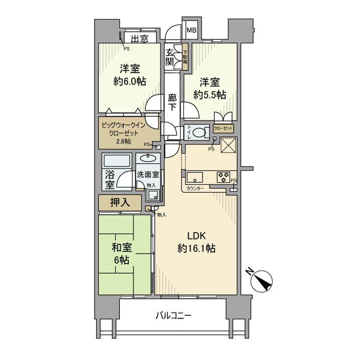 クレストシティレジデンス(3LDK/14階)の間取り写真