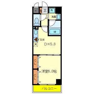 エスペランサ御影II(1DK/2階)の間取り写真