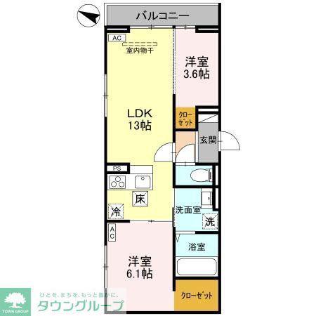八潮南部西62街区PJ A(2LDK/3階)の間取り写真