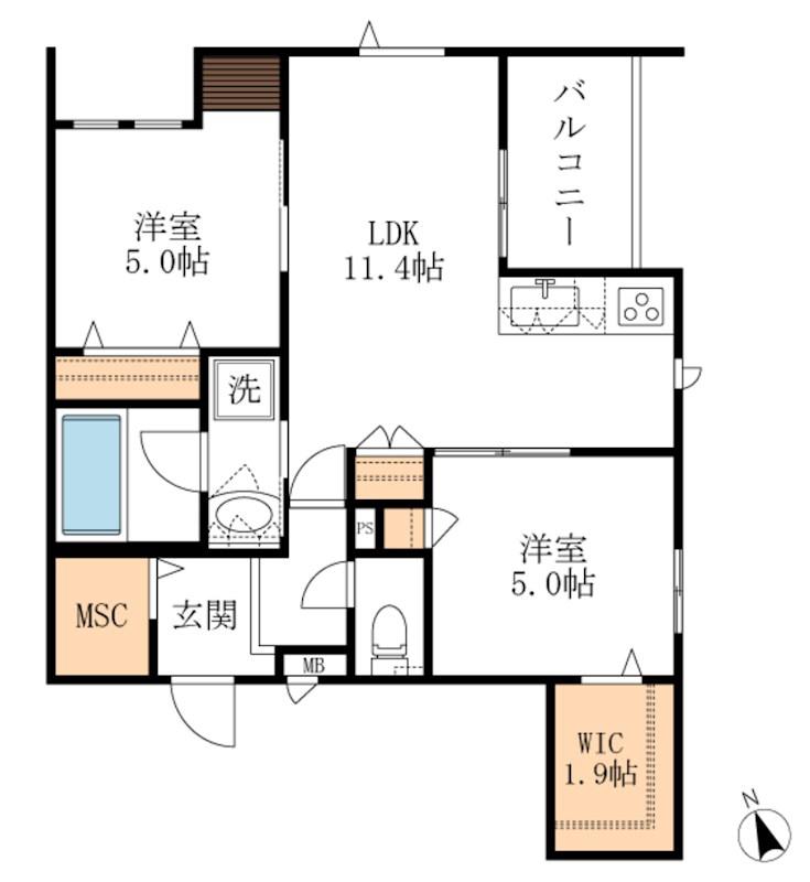 A・FRIEND(2LDK/2階)の間取り写真