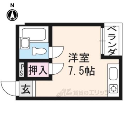 ハイツ善(ワンルーム/2階)の間取り写真
