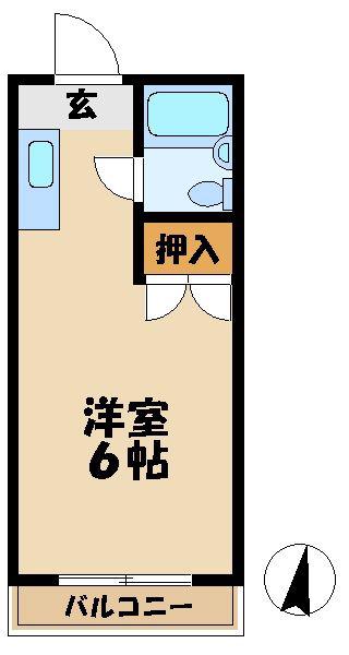 若樹ハイツ(ワンルーム/2階)の間取り写真
