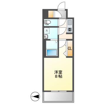 メイクス名駅太閤(1K/8階)の間取り写真