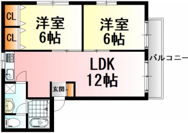 セジュール牛田(2LDK/1階)の間取り写真