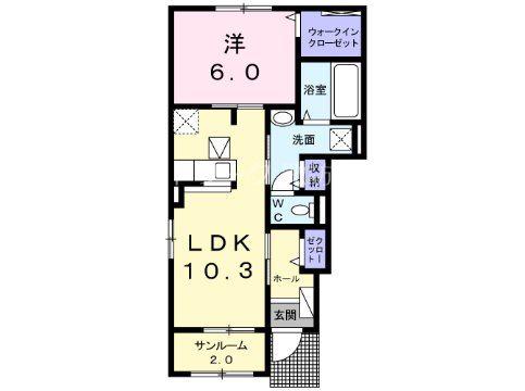 ＪＲ中央線 下諏訪駅 徒歩36分 2階建 築7年(1LDK/1階)の間取り写真