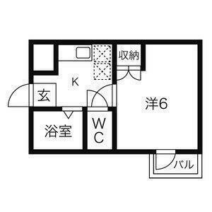 ビューパレス越路(1K/1階)の間取り写真