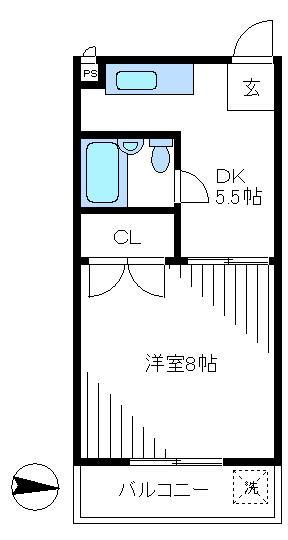 アーバンライフ中野(1DK/2階)の間取り写真