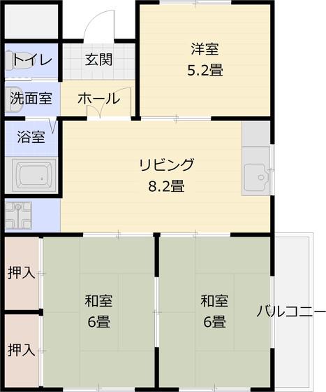 マンショングランディー(3LDK/2階)の間取り写真