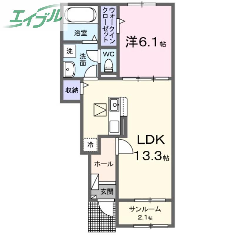 フィオーレ平田(1LDK/1階)の間取り写真
