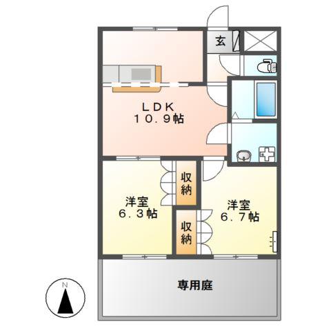 アイル・プティ(2LDK/1階)の間取り写真