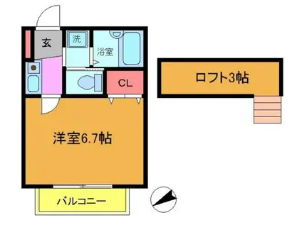 フォルス12(1K/1階)の間取り写真