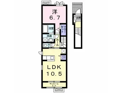 パインズ中島(1LDK/2階)の間取り写真