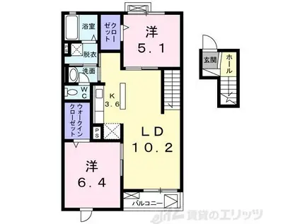 フォルモーント(2LDK/4階)の間取り写真