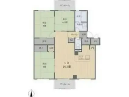 柏丘団地A-7号棟(3LDK/1階)の間取り写真