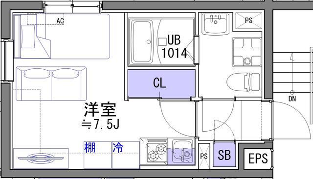 KS66/635(ワンルーム/1階)の間取り写真