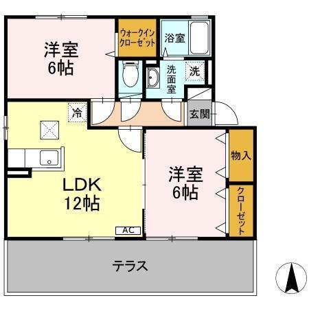 グリーンコート楽 A棟(2LDK/1階)の間取り写真