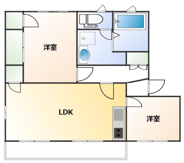 グリーンガーデンフジA(2LDK/2階)の間取り写真
