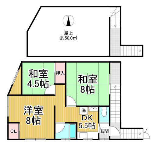 なぎさやハイツ(3DK/2階)の間取り写真