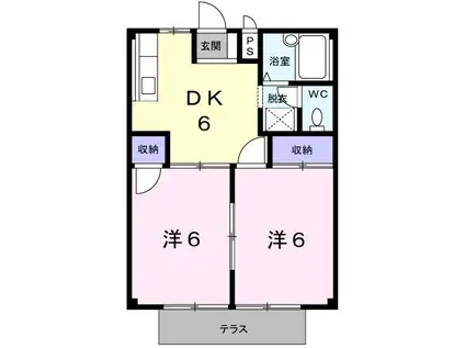 ファミールメゾン舞(2DK/1階)の間取り写真