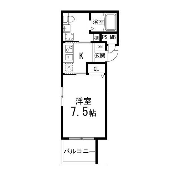 DKM西公園(1K/3階)の間取り写真