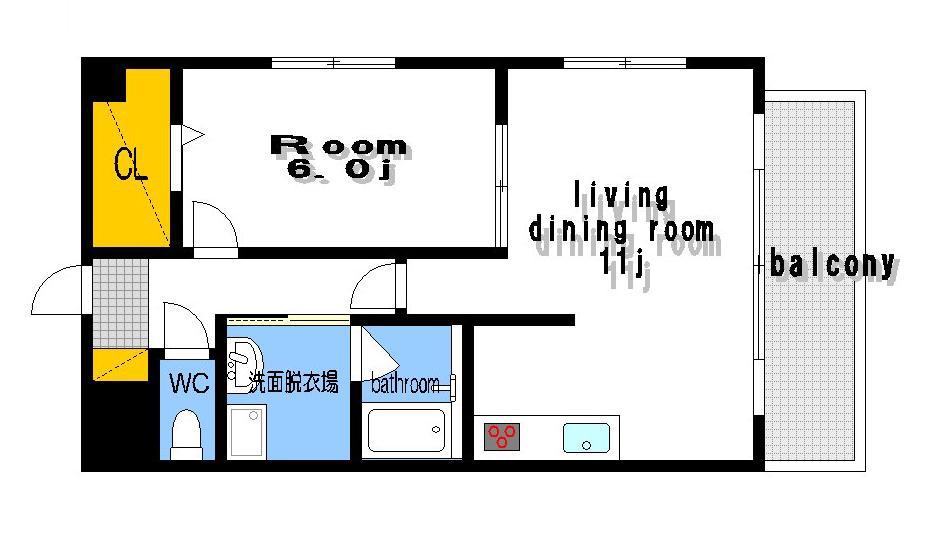 西十日市FLATS(1LDK/2階)の間取り写真