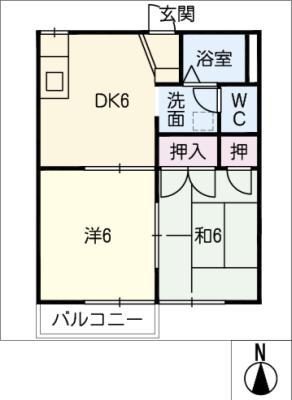 グローリーハウス(2DK/2階)の間取り写真