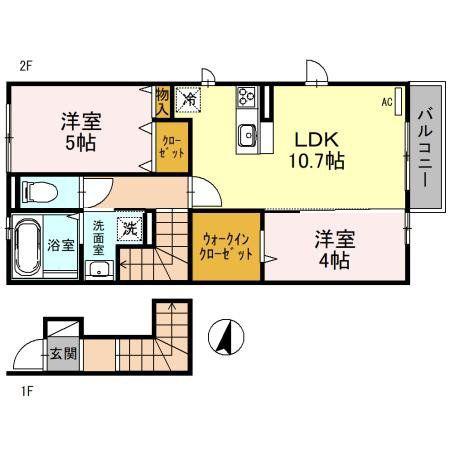シャルマン井高野(2LDK/2階)の間取り写真