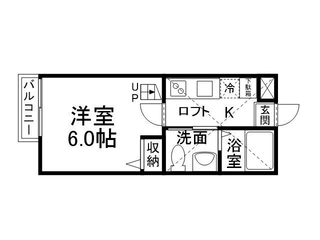ロフティ西京極郡町(1K/1階)の間取り写真