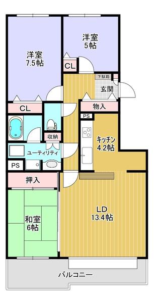 コロナード恵庭(3LDK/2階)の間取り写真
