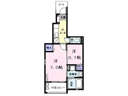 あおなみ線 中島駅(愛知) 徒歩13分 3階建 築7年(2K/1階)の間取り写真